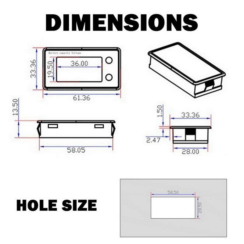 LCD Battery Capacity Monitor Indicator Meter Lead Acid Lithium LiFePO4 Car Motorcycle Voltmeter Gauge DC 8V-100V