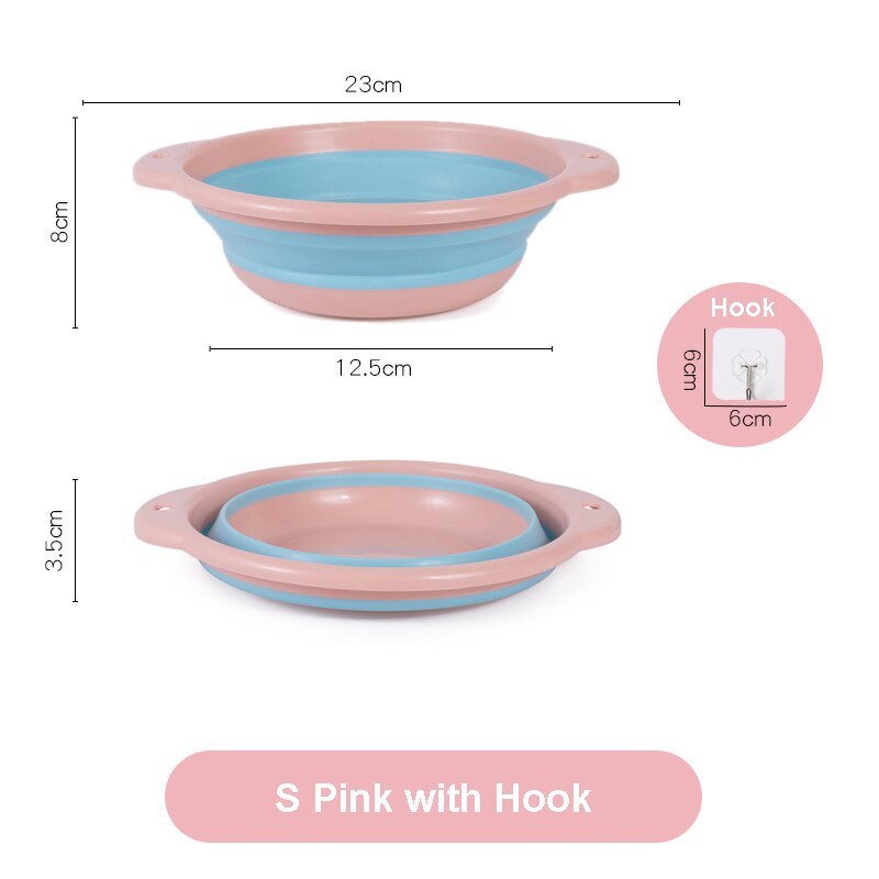 Bærbar sammenklappelig håndvask håndvask husholdning ren skål lille mellemstore størrelse pp badeværelse håndvask rejser camping skål: S lyserød