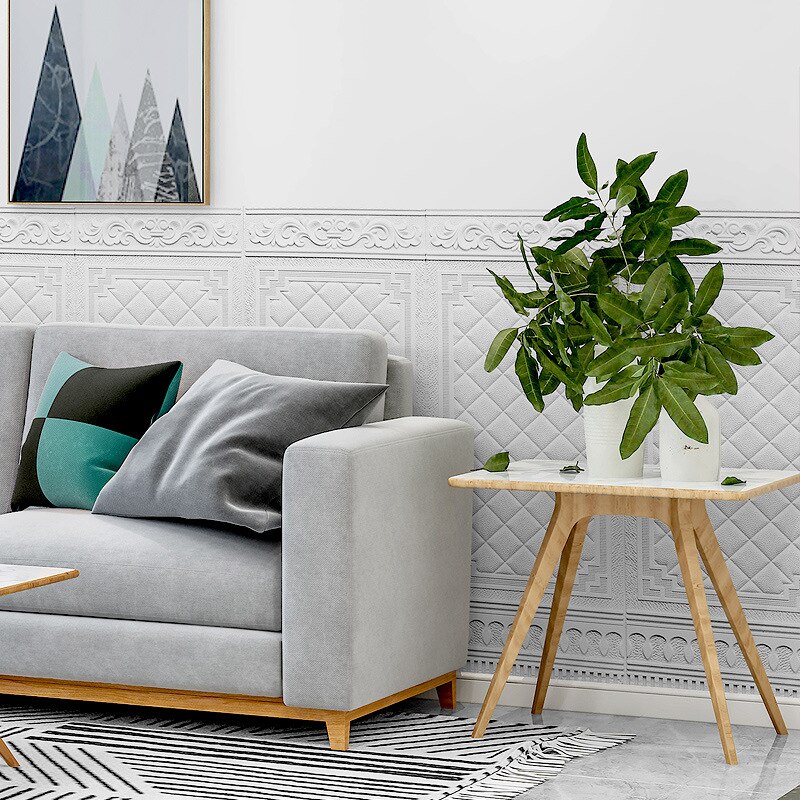 1PC Self-Adhesive Wall Stickers 3D Bedroom Wainscot Wallpaper Waterproof Moisture-Proof Mould Proof Adhesive Paper Wallpaper
