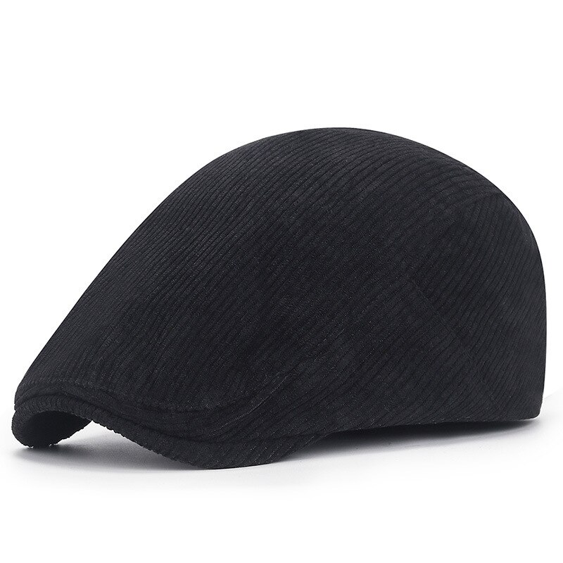 Newsboy Cap Men's Casual Cotton Corduroy Hat Women's Newsboy Caps Flat Ivy Hat Golf Driving Cabbies Beret: black