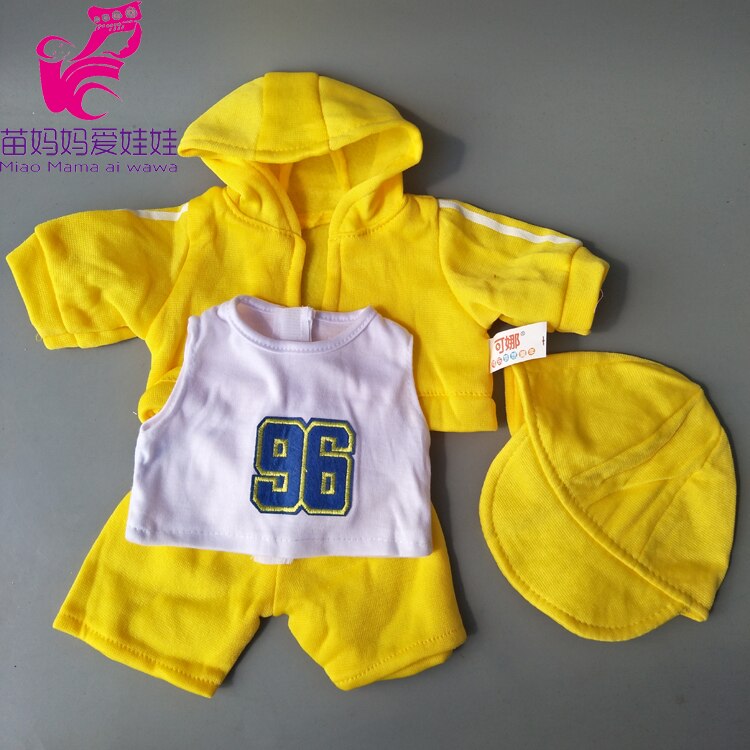 4 En 1 Conjunto de ropa deportiva + camisa + Pantalones + gorra de béisbol set para bebé recién nacido de 43cm muñeca niña para 18 pulgadas conjunto de ropa de muñeca: 3