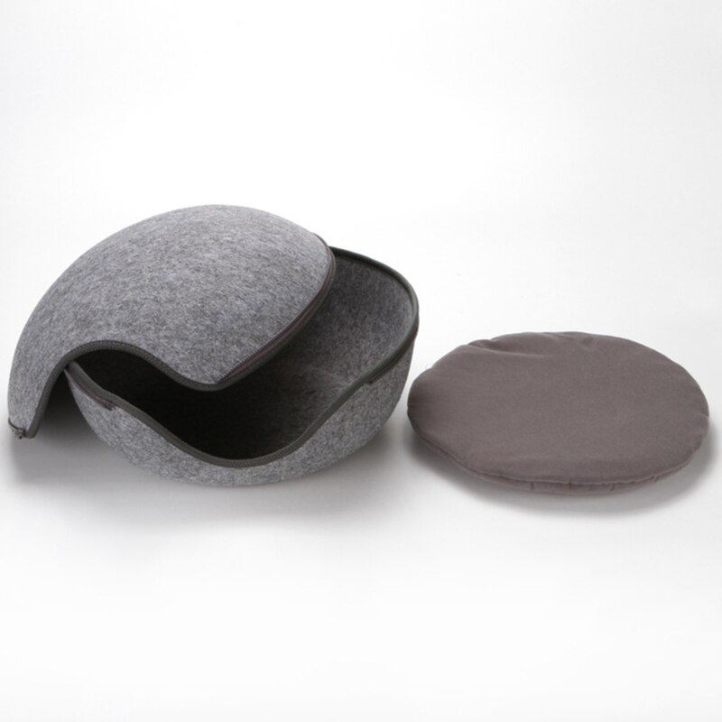 Creativo sveglio Forma di Uovo Cuccia del Gatto Sacco A Pelo con Cerniera Inverno Caldo animale domestico Casa Tutto Intorno Gatto Nido con Staccabile cuscino Zerbino: grigio