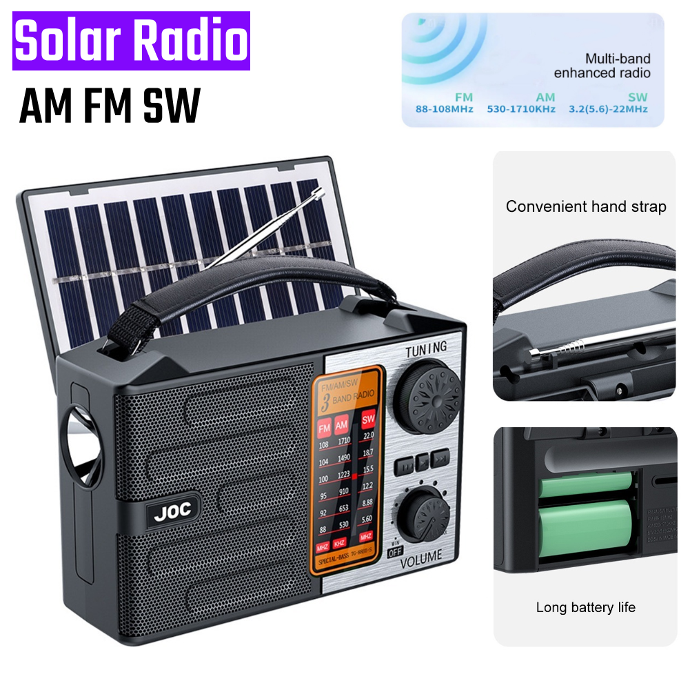 Genopladelig radio med fuldbånd am fm sw, lommelygte og bluetooth-højttaler, bærbar radio med to kanaler, nødradio til nødsituationer