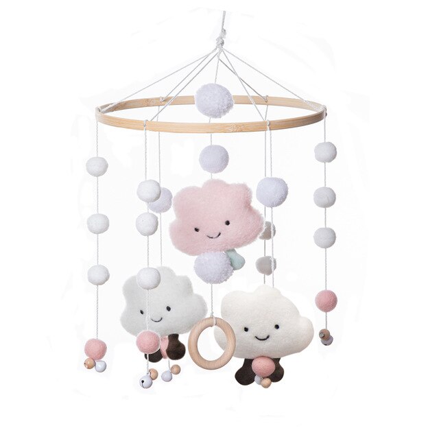 Baby Speelgoed Houten Baby Rammelaars Mobiele Wol Bal Windgong Bel Speelgoed Voor Nerbown Bed Opknoping Tent Decor Verpleging Baby producten: cloud