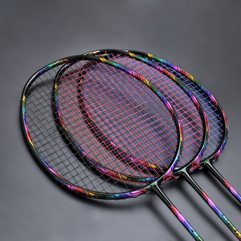 Max Tension 32LBS G4 Strung Badminton Rackets Full Carbon Fiber Training Racquet Ultralight 4U 80g Bag Speed Sports