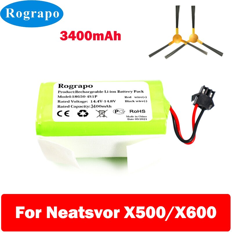 14.4v 3400 mah /2800 mah li-ion batteri til mamibot exvac 660 /  exvac 680s /  exvac 880 robotstøvsuger exvac 660 680s 880