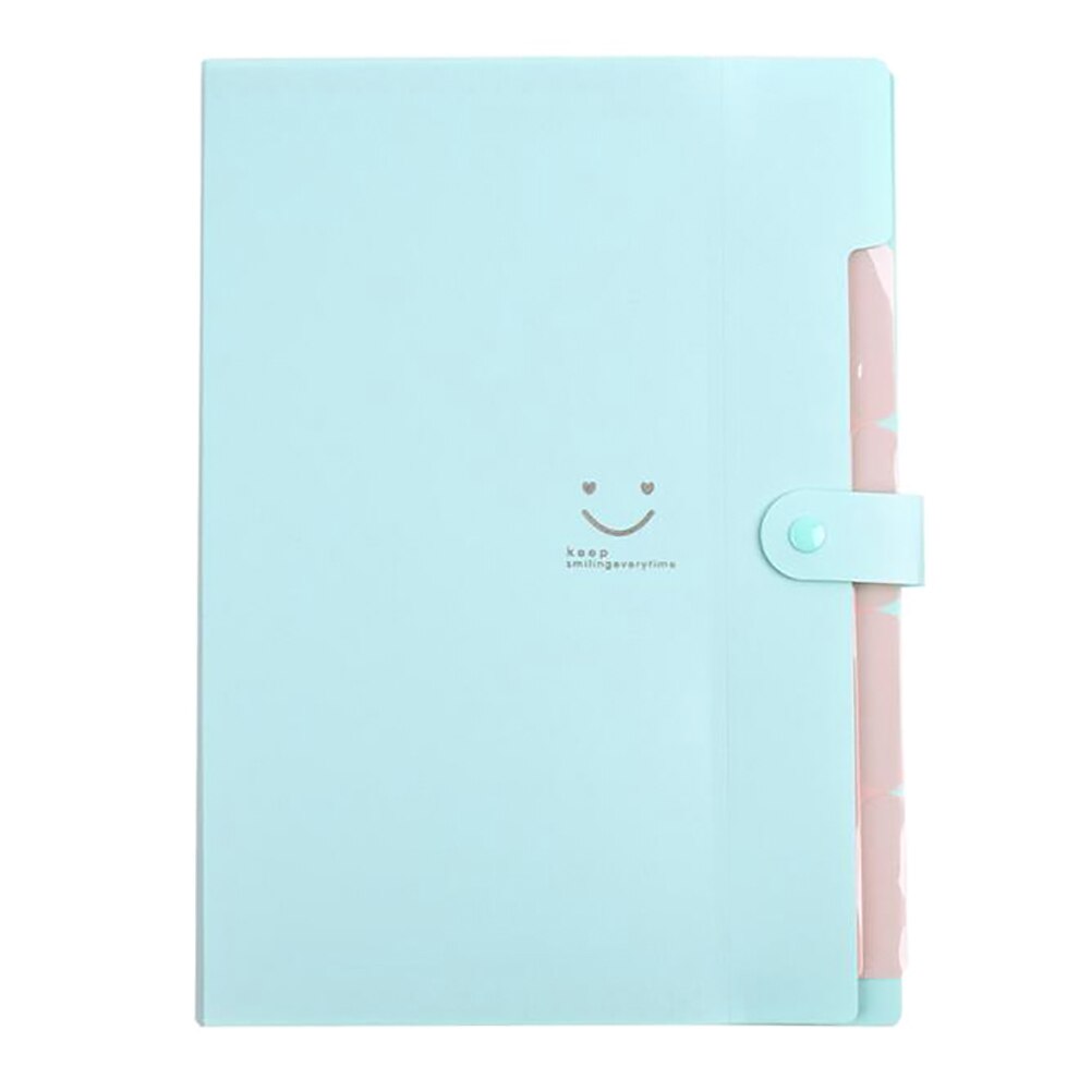 A4 File Storage Bag Multi-layer Papers Accordion Pocket Buckle Storage 5 Into Folder Holder Organizer Office Stationary: Green