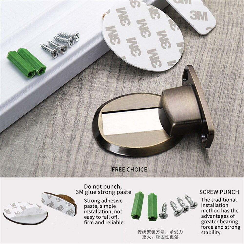 Powerful Magnetic Door Stopper Doorstop Wall Floor Mount Stainless Steel Safety Door Holder Stopper Home Hardware