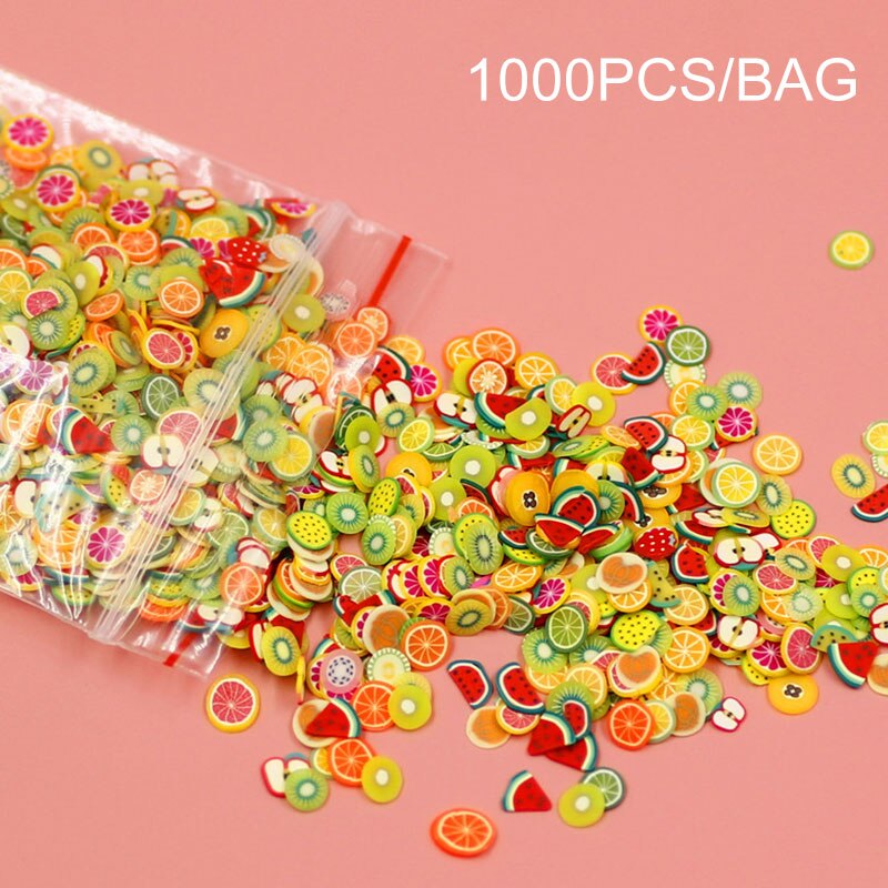 1000 stk/pose gør-det-selv krystal mudder tilbehør legetøj til børn piges gør-det-selv nail art skønhed tilbehør barn foregive frugt skiver legetøj