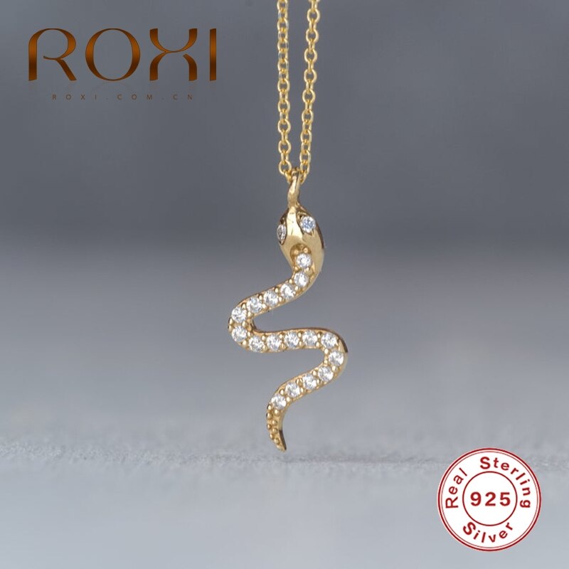 Roxi Animal Snake Hanger Ketting Goud 925 Sterling Zilveren Kettingen Voor Vrouwen Collares Bijoux Femme Choker Sieraden