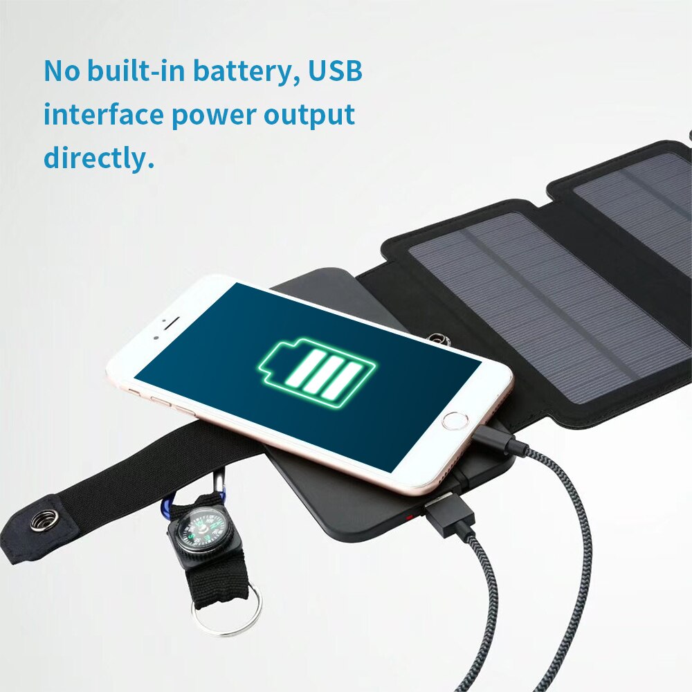 Portable Folding Solar Charger Cells 7.5W Outdoor Solar Panels Bag USB Output Devices for Smartphones