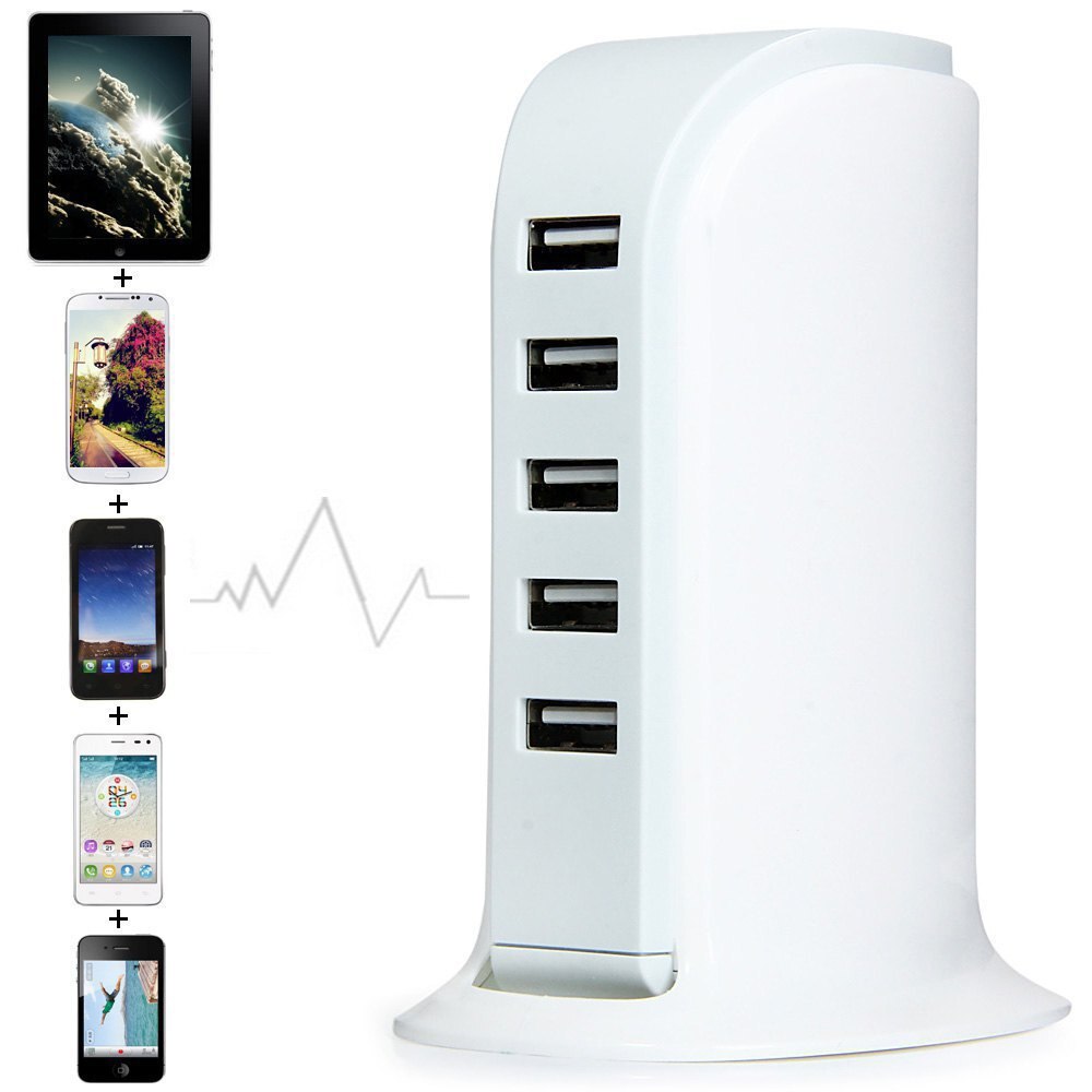 USB charger 5 ports 5V vertical plug multi functional traveling Adapter Rapid-Charging 5-Port Desktop USB Hub/Charging Station