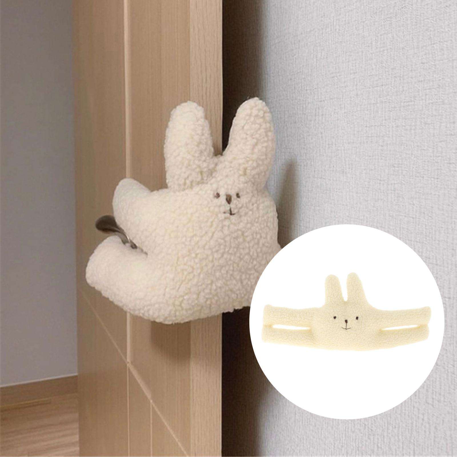 1pc Animal Door Stop Door Mounted Baby Pinch-proof Door Clip Lamb Wool Baby Doll: Beige Bunny