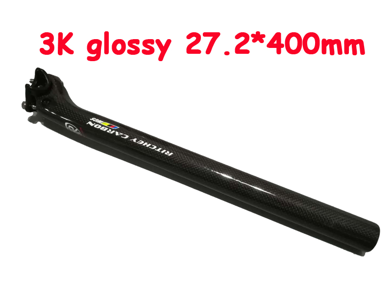 Super light Bicycle seatpost carbon seatpost bicycel seat post MTB road bike seatpost 3k carbon 190g 27.2/31.6*400mm: WCS 3k glossy c
