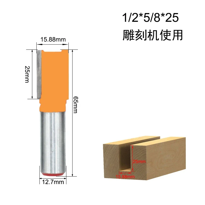 1Pc 1/4 "6.35Mm 1/2" 12.7Mm Schacht Frees Houtsnijwerk Mes Rechte Mes Router Bit carbide Houtbewerking Frees