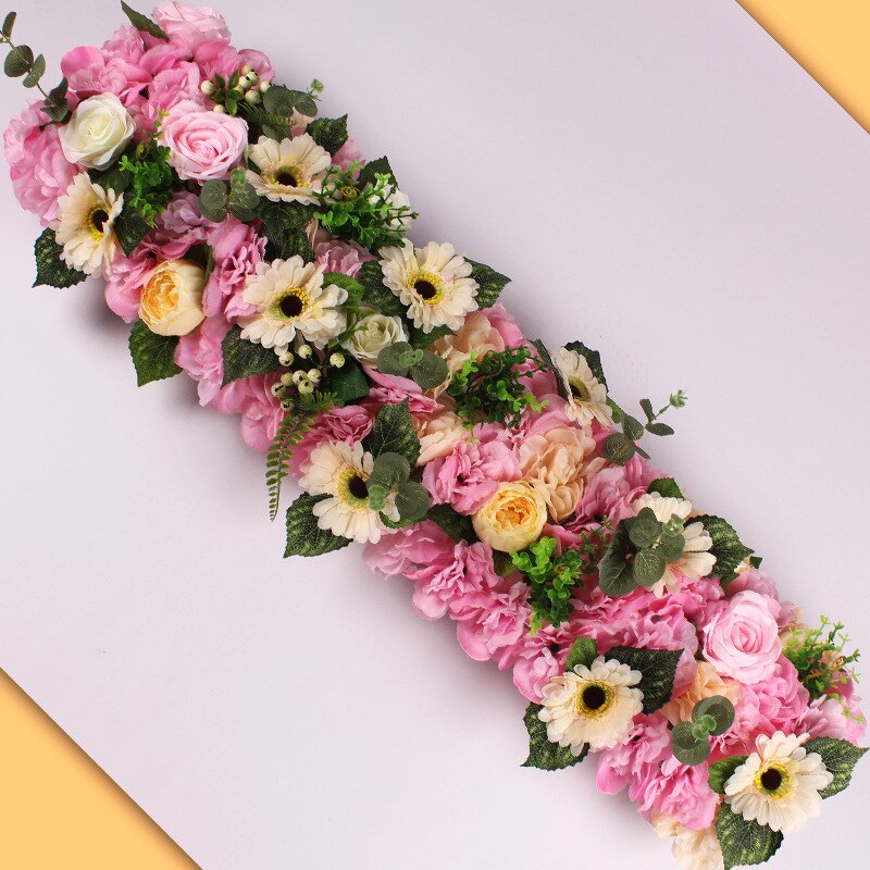 100cm gør-det-selv bryllup blomstervæg kunstig blomst række silke pæon rose scene arrangement dekoration bryllup jern bue baggrund