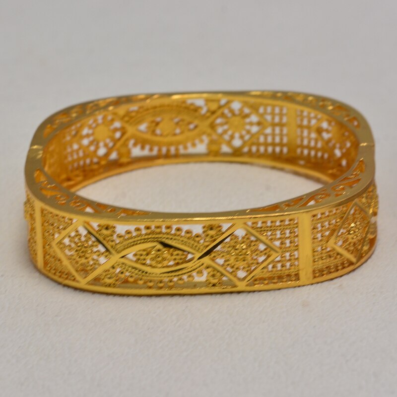 Dubai Goud Kleur Mannen Vrouwen Armband Vacuüm Gouden Kleur & Koper Brede Bangle voor Vrouwen Hand Chain Sieraden Ethiopische/ arabNigeria