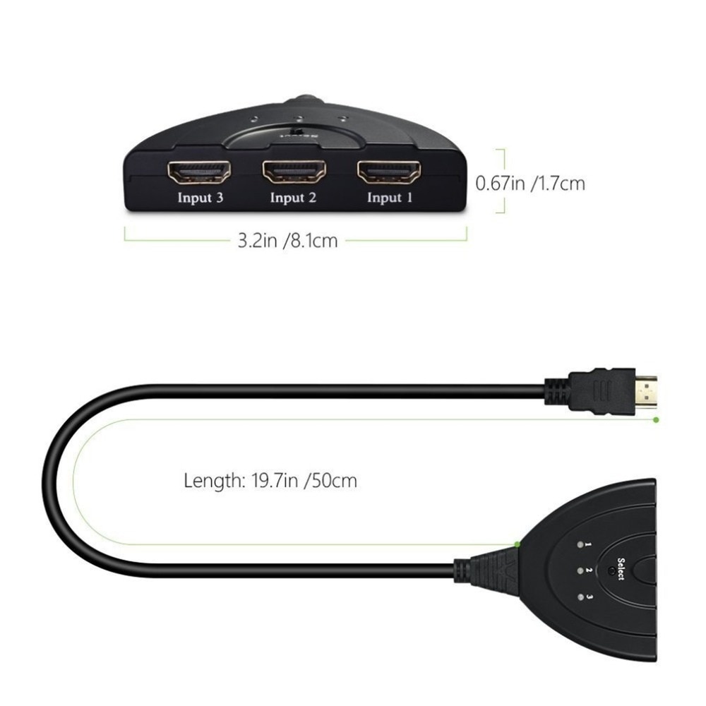 3 Port HDMI Splitter Adapter Mini Kabel HDMI Switch 1080 P Switcher 3 in 1 out Poort Hub voor HDTV voor PS3 PS4