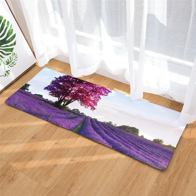 Peinture à la lavande antidérapante flanelle | 40x60cm, tapis de salle de bain, d'absorption d'eau, tapis de sol, tapis de porte, directe: 4
