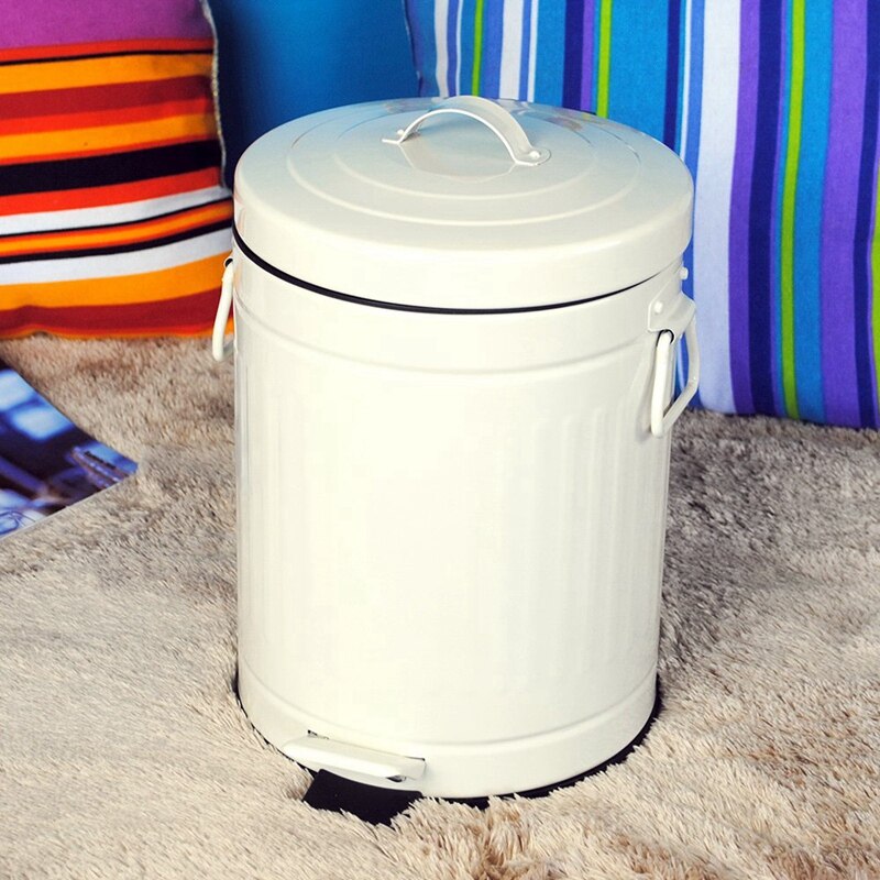 Badkamer Prullenbak Met Deksel, Prullenbak Voor Slaapkamer Kantoor Geschikt Voor Badkamer, Slaapkamer, Kantoor, bureau, 5 Liter, Wit