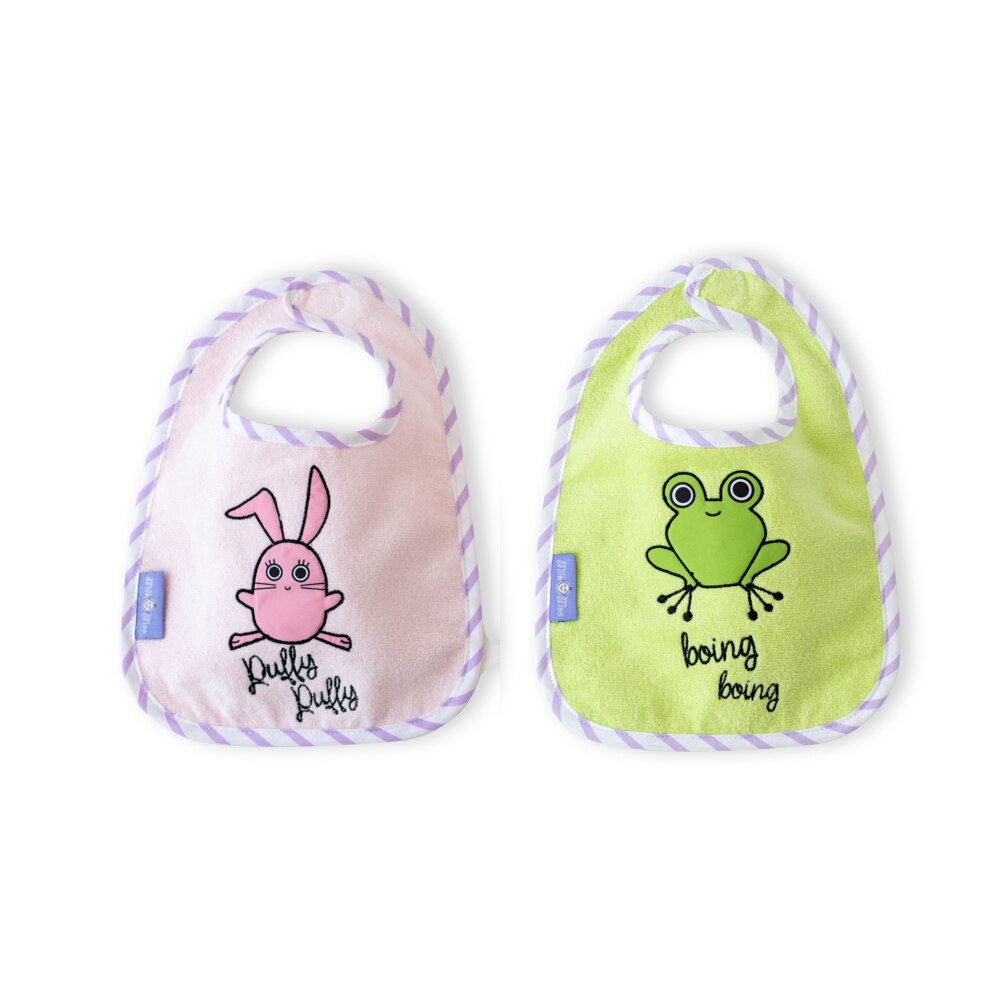 Milk & Moo Chancin Rabbit & Cacha Frog Set of 2 Baby Muslin Bibs
