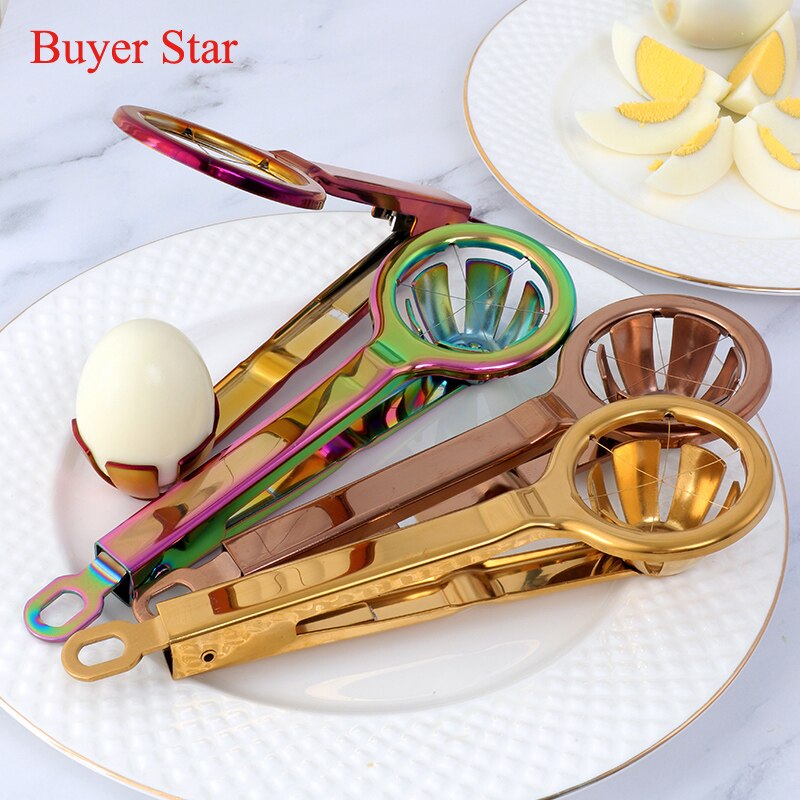 Household Gold Egg Slicers cutter stainless steel Egg Dividers Metal Egg serving tools kitchen Gadgets