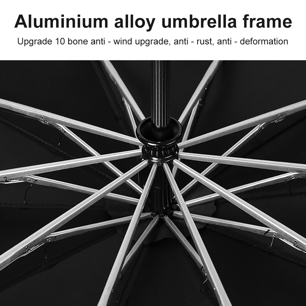 Three-fold Automatic Reverse Umbrella Portable Folding Waterproof Reflective Edge LED Light Sun Block Umbrella Parasol