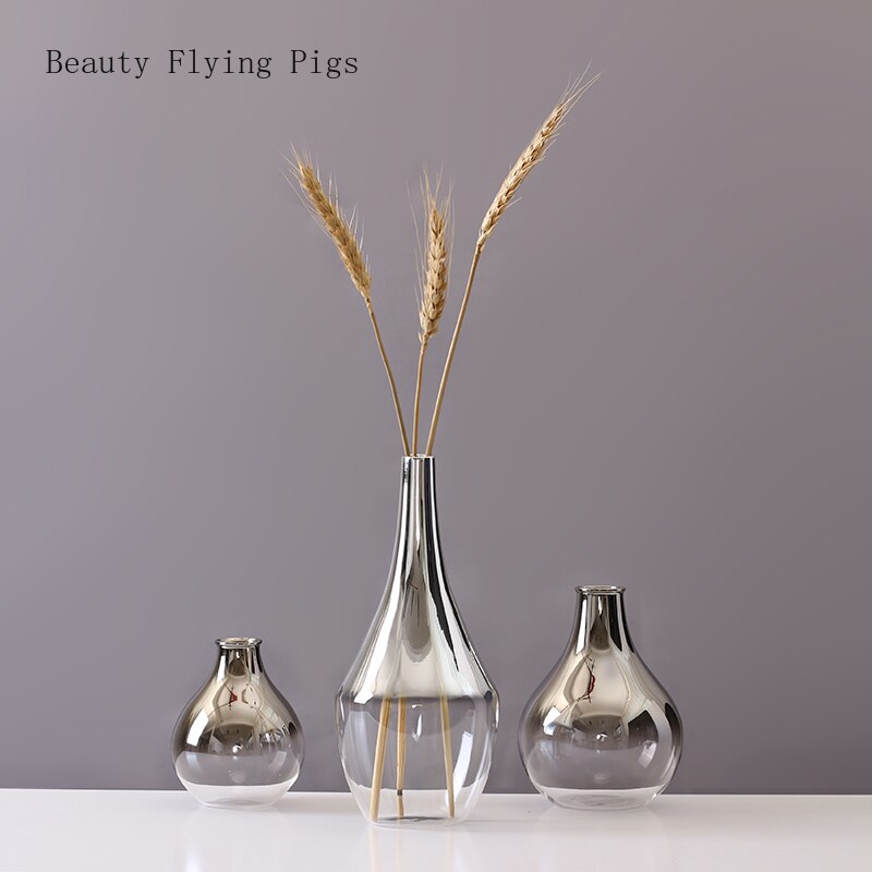 Moderne einfache silber glas kleine Vase blume Arrangeur licht luxus hause wohnzimmer esstisch wein schrank Veranda dekoration