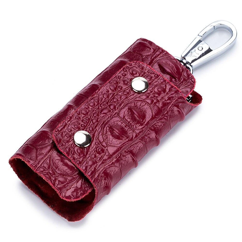 Porte-clés cuir clés organisateur porte-clés petits portefeuilles clé sac voiture gouvernante clé portefeuilles voiture clé étui unisexe: wine red