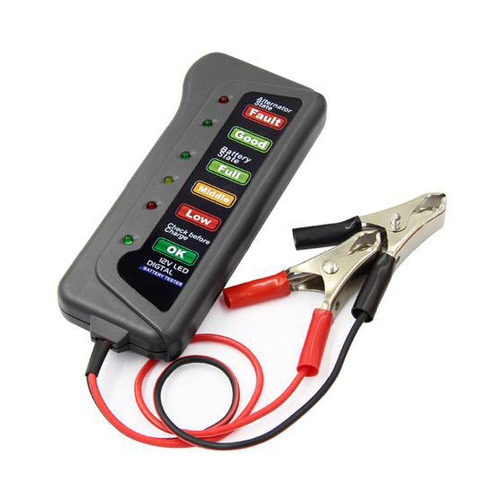 Probador de batería de coche, 12V, 6 luces LED, alternador Digital automático, probador de carga para coche y motocicleta, herramienta de diagnóstico automático