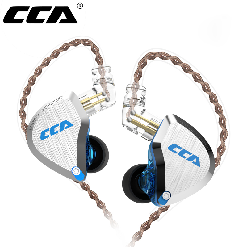 CCA C12 in-ear metalen hoofdtelefoon 5BA + 1DD hybride HiFi IEM-oortelefoon 12 stuurprogramma's Geluidsisolerende stereo bedrade oordopjes 2-pins