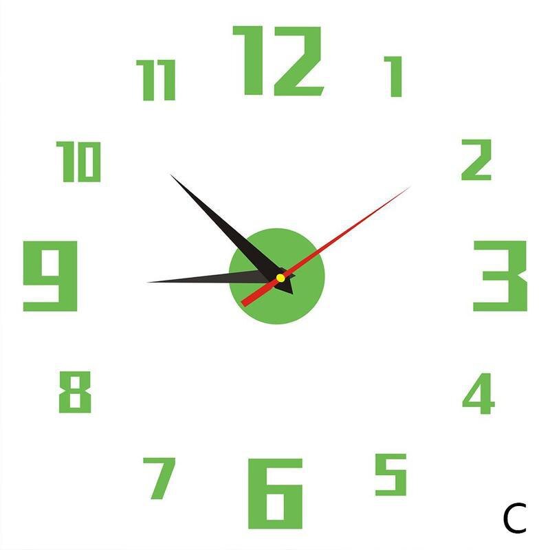 3D Wall Clock Large Acrylic Mirror Clocks Stickers Living Room Accessories Decorative House Clock On The Wall Decoration: C