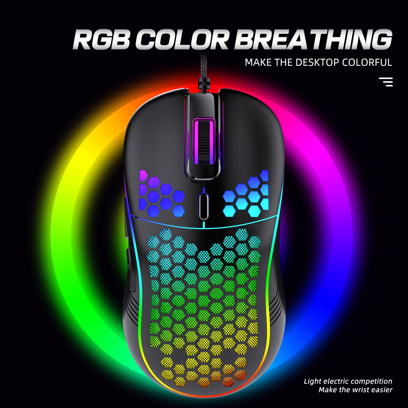 RedThunder D110 Wired Gaming Mouse, RGB Backlight, Lightweight 7200 DPI Honeycomb Optical Mouse for PC MAC PS5 Xbox Gamer