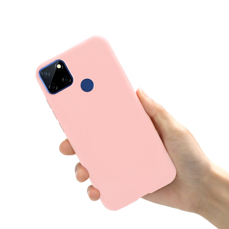 Liquid Silicone Case For Realme C12 C25 Narzo20 Narzo 30A Soft Phone Back Cover For Realme C12 C25 Coque Realme Narzo 20 30A: Realme C25 / Pink