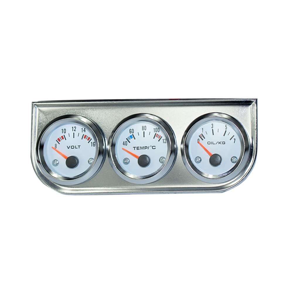 Chrome 2''52MM Triple gauge kit Voltmeter Water temp gauge Oil pressure gauge with Sensor Car Meter