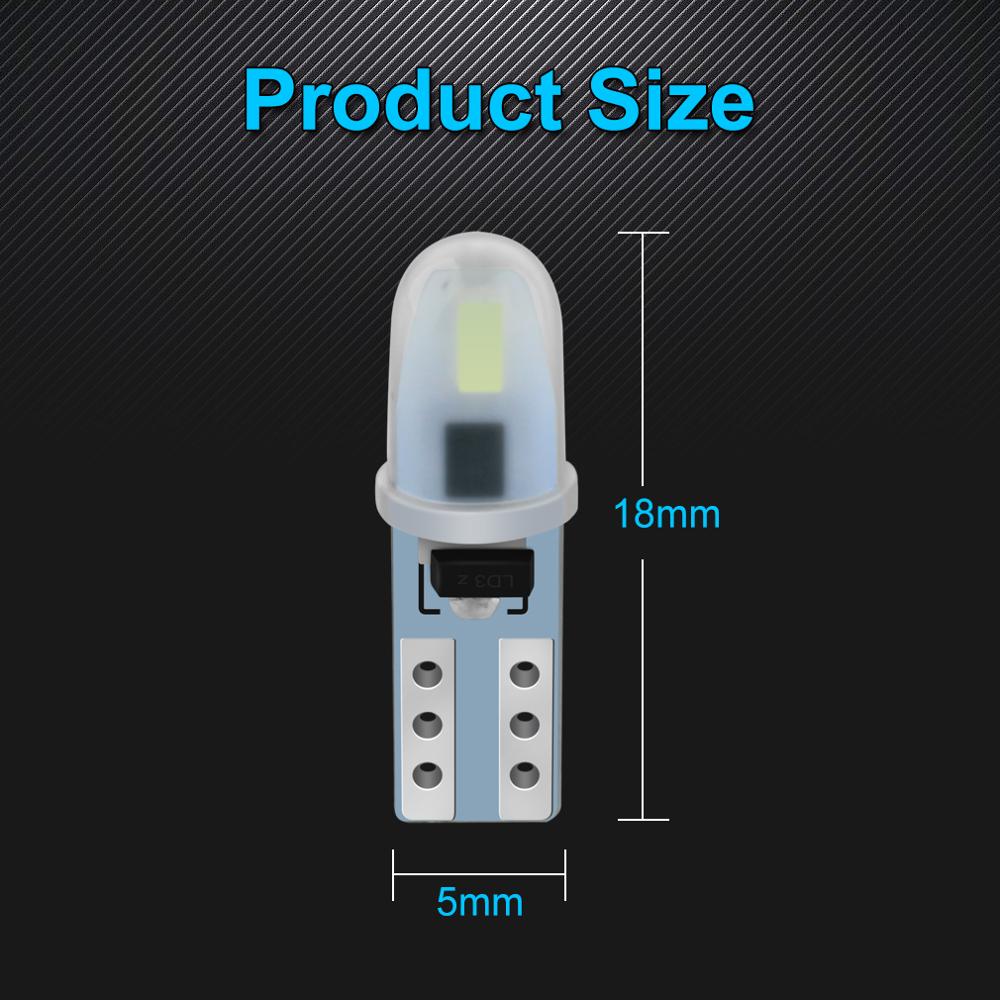 10 stk  t5 w1.2w w3w 74 86 206 super lyse 2 smd 3014 led pære bil interiør lys auto side kile instrumentbræt måler instrument lampe
