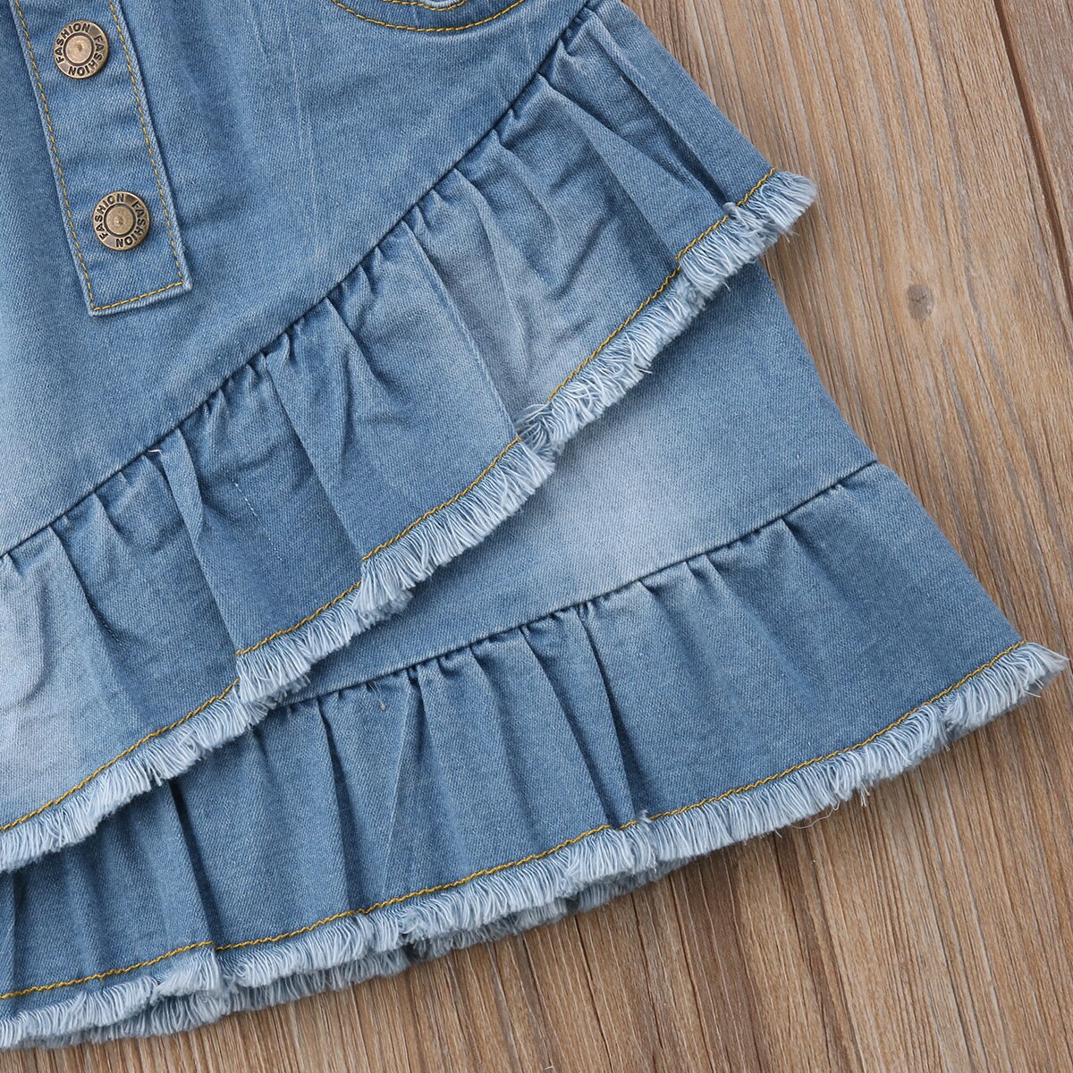 Neue Mädchen Röcke Kleinkind Kinder Mädchen Blau Mini Rock Rüschen Säuglings Baby Mädchen Sommer Jeans Rock 1-6T