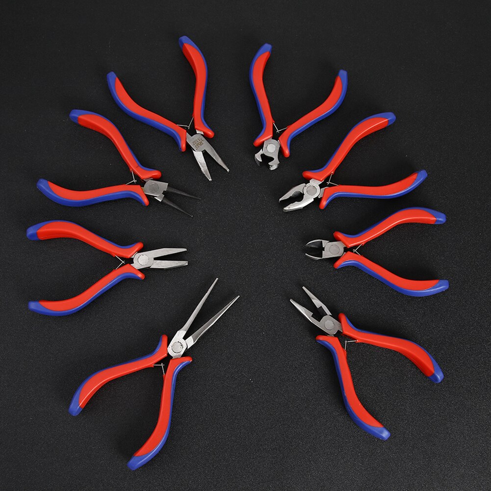 8PCs Electrical Wire Cable Pliers Set Long Nose with Teeth Flat Jaw Round Curve Needle Diagonal Nose Wire End Cutting Cutter