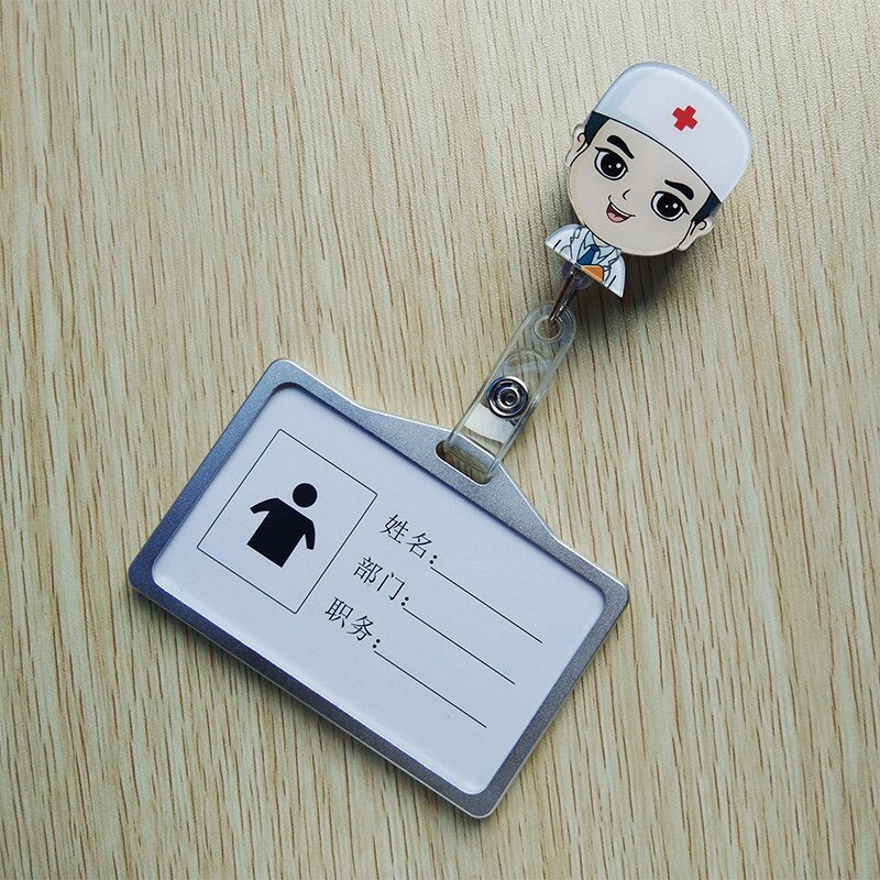 Aluminum Badge Holder Business Work Card With ABS Retractable Badge Reel ID Card Holder Nurse Accessories: NO.9