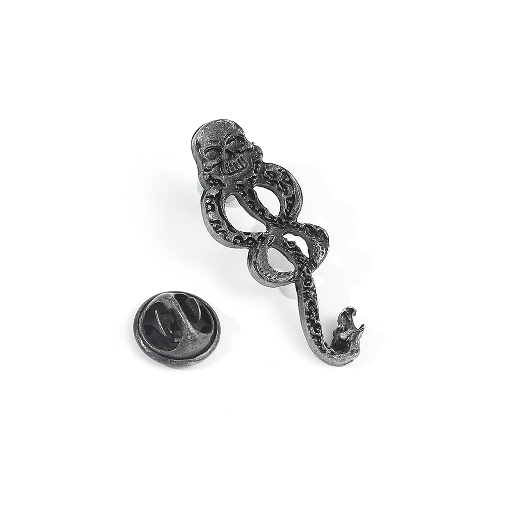 Harry Potter Knights of Walpurgis Skeleton Snake Head Brooch Vintage Metal Enamel Lapel Pin Backpack Badges for Unisex Accessory