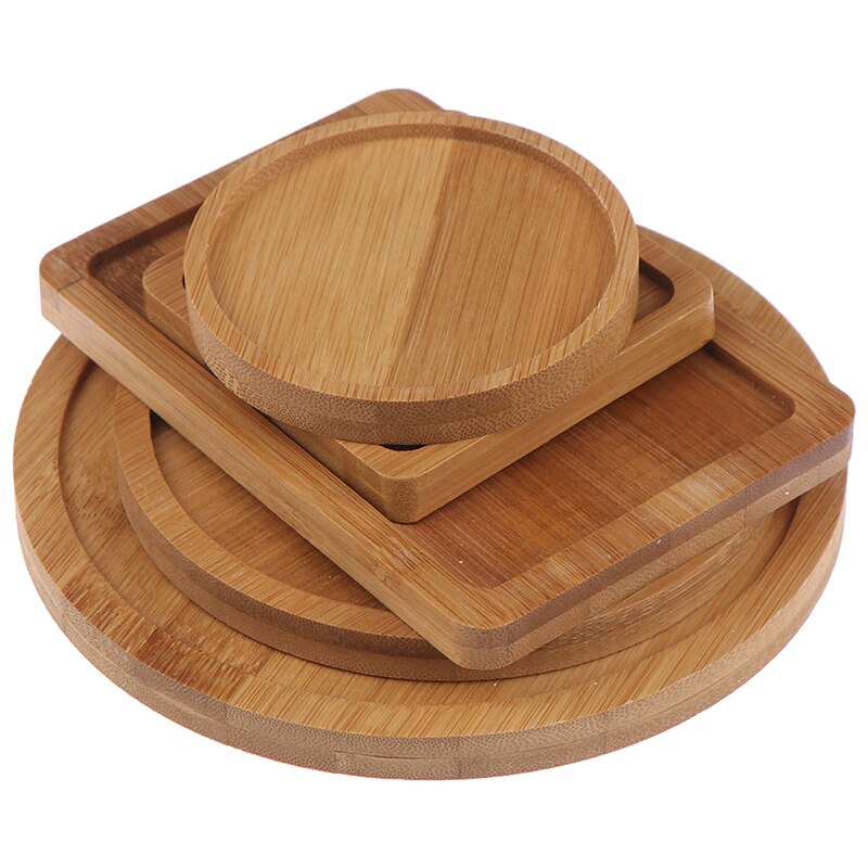 Bamboo Round Square Bowls Plates for Succulents Pots Trays Base Stander Garden Decor Home Decoration Crafts