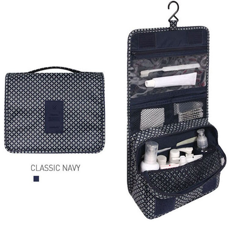 Travel Cosmetic Handbag Women Makeup Bag Toiletries Organizer Waterproof Storag Hanging Bathroom Wash Bags: Stars navy