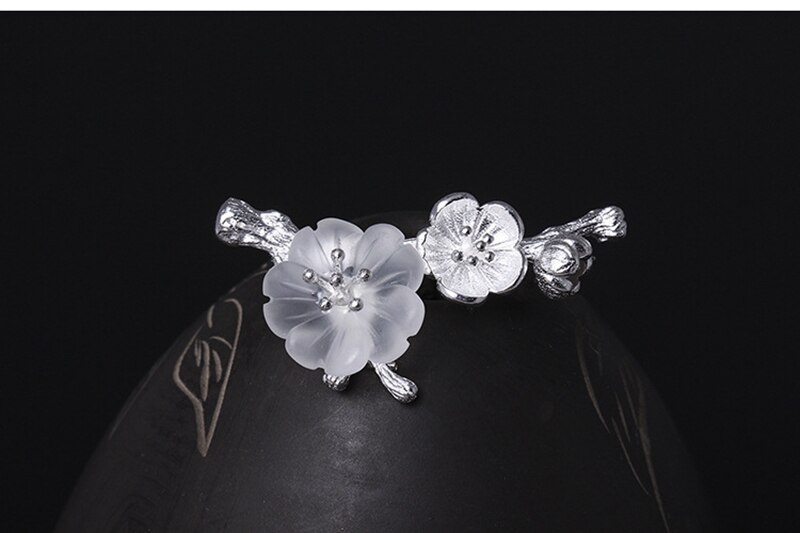 Plum blossom kristall broschen 925 sterling silber 3,26g Vintage broschen eleganz wilden broschen für frauen edlen schmuck: silver