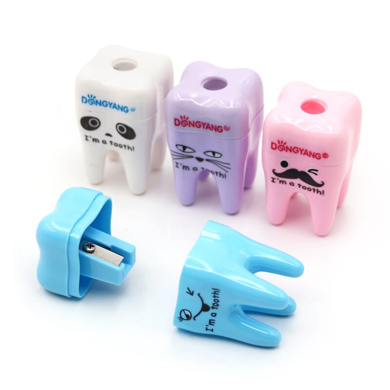 1pc Dental Teeth Shape Cute Tooth Plastic Pencil Sharpener Lovely Children