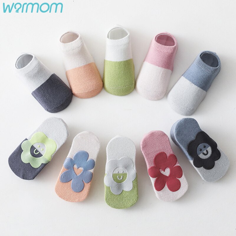 Calzini da pavimento antiscivolo traspiranti Warmom calzini da ragazzo per bambina calzini per bambini da interno calzini in cotone Color caramella calzini da sole