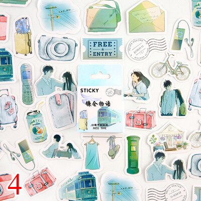 46 unids/caja pegatinas de gato Kawaii pegatinas de papelería bonitas pegatinas de viñetas para diario para niños DIY álbum de recortes diario suministros de decoración: 4