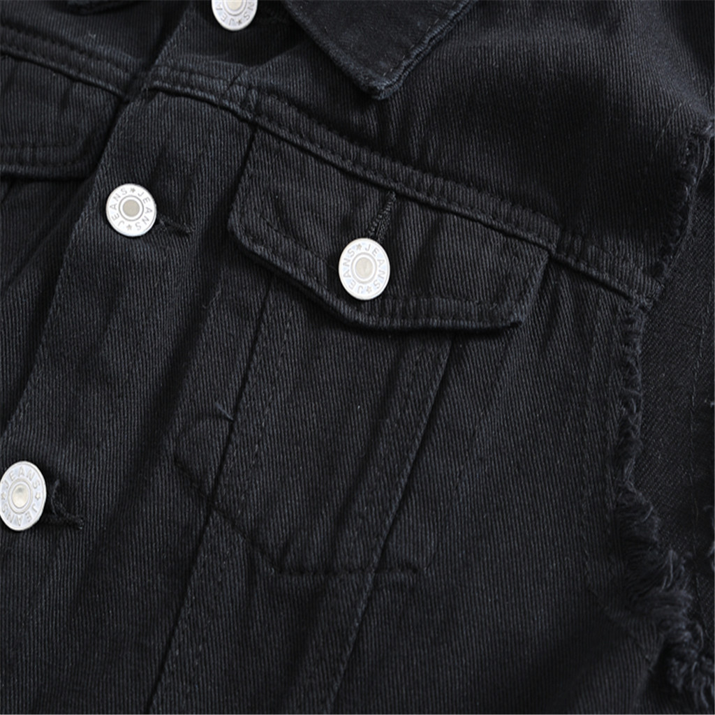 mannen vest mode toevallige denim jas mouwloos vest zwart vest denim vest top Y813