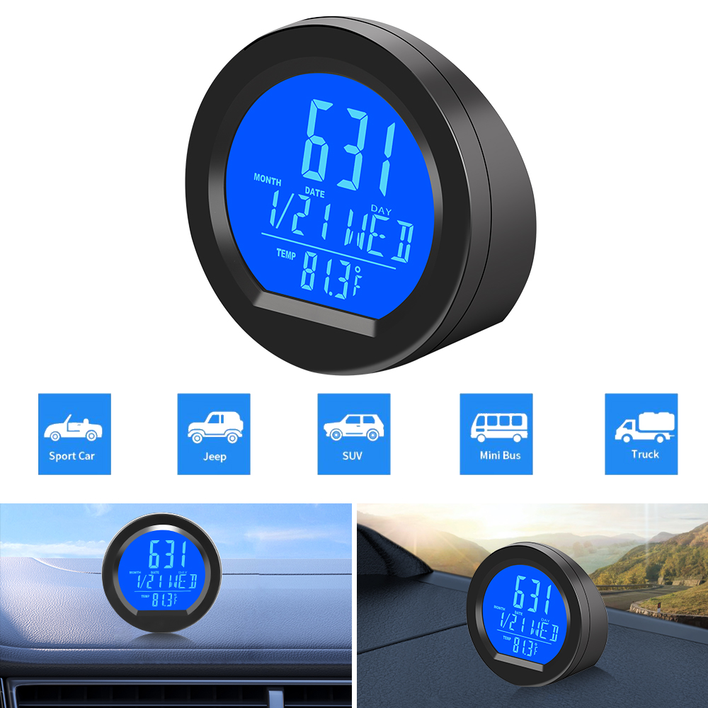 Zonne-autoklokken Dashboardthermometer Automotive elektronisch horloge Led digitale displayTime met lichtgevende auto-accessoires aan de achterkant