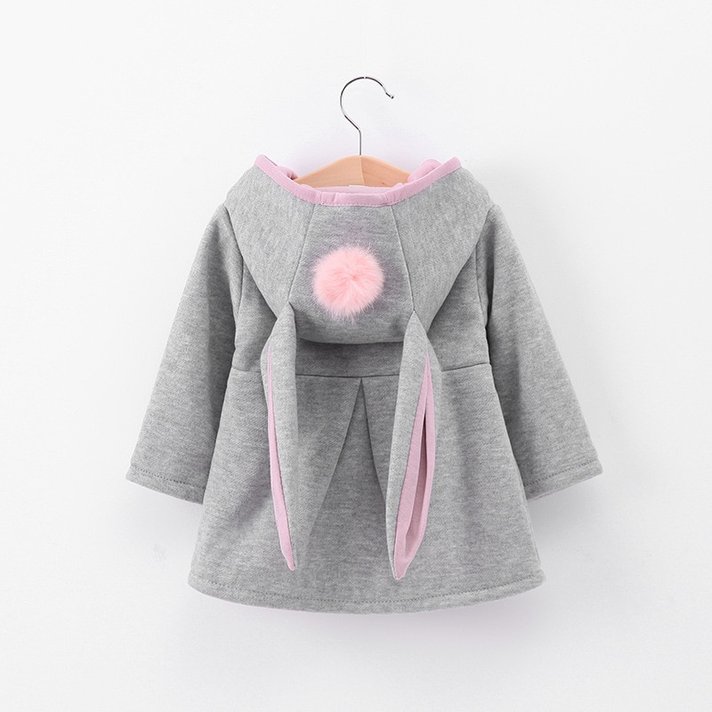 Children Outerwear Baby Girls Coat Long Sleeve 3d Rabbit Ears Casual Hoodies Winter Autumn Kids Clothes Clothing