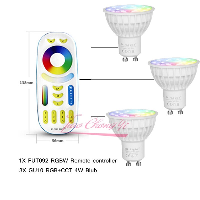 Mi Light – ampoule Led 4W GU10 RGB CCT(2700-6500K), décoration d&#39;intérieur, avec télécommande RF 2.4G